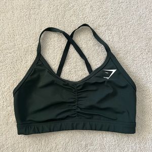 gymshark rouched training sports bra forrest green